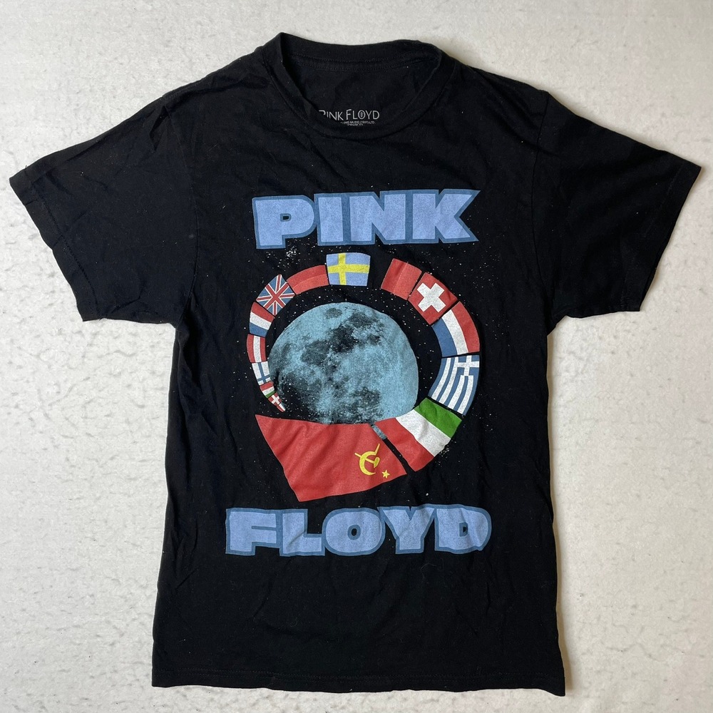 Pink Floyd T Shirt Black Small Graphic Moon Flags Concert Tour‎ Tee 2020
